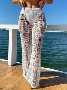 Women Beach Vacations Outfits Sexy Knitting Hollow Textured Pants Swimsuit Bottom For Summer Beach Vacation