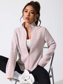 Gameset SHEIN Sport 女士前拉链长袖休闲舒适运动夹克