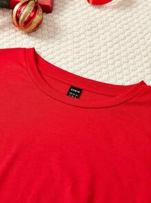 Manfinity Homme Camiseta de manga corta con cuello redondo de color rojo para hombres, adecuada para el Año Nuevo Chino del Año de la Serpiente 2025 - Rojo - Ver 6