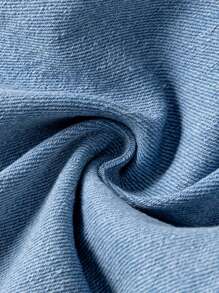SHEIN Jeans de mezclilla negros y blancos para niños preadolescentes con efecto desgastado, rasgado y asimétrico, de tiro medio y silueta ajustada, para ropa de otoño de niños preadolescentes