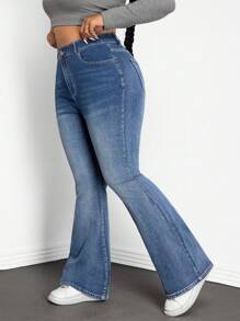 SHEIN ICON Plus Size Casual Simple Fashion Denim Jeans, Everyday Wear
