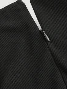 SHEIN MOD Plus Size Women Black Tight Squar Neck Vintage Jumpsuit, Versatile Skort.Plus Size Dresses Summer - Black - View 3