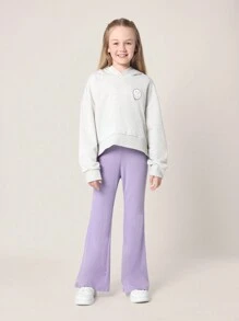 SUMWON Youth Lightning Bolt Graphics Cropped Hoodie Sweatsuit Set Wear Soft Fleece Sport Workout Athletic Fall Winter Activewear Sweatpants Set - Multicolor - View 2