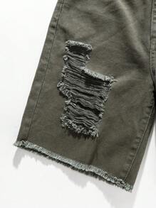 Denimly 男童休闲日常都市街头松紧腰带拉链门襟做旧下摆设计彩色奶牛印花牛仔短裤