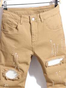 Manfinity LEGND Men's Ripped Pocket Casual Denim Jeans - Yellow - View 3