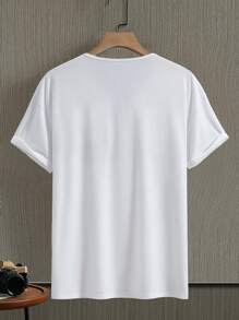 Manfinity RSRT Camiseta casual de manga corta con cordones delanteros de unicolor para hombre