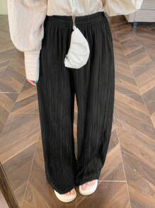 FRIFUL Women's Black Straight Leg Pants, Texture Fabric Slimming & Elongating, Spring/Summer,Fall Clothes,Teacher Pants - Black - View 5