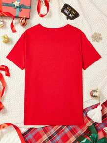 Manfinity Homme Camiseta de manga corta con cuello redondo de color rojo para hombres, adecuada para el Año Nuevo Chino del Año de la Serpiente 2025 - Rojo - Ver 4