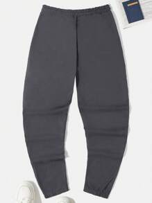 RueChic 100%Cotton Men's Drawstring Waist Joggers - Dark Grey - View 2