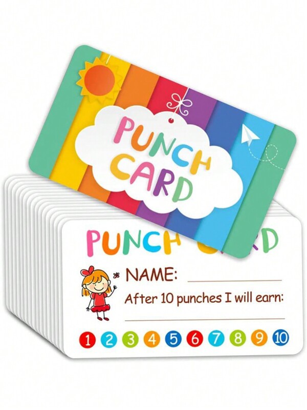 SHEIN 50pcs Punch Cards, My Reward Card For Classroom, Student & Family Behavior Motivation Decoration, Cute Motivational Card, Creative Gift, Party Supplies, Art & Craft Decoration Gift, Aesthetic Home Decoration,Classroom,Students Gifts,Gift For Girls,Classroom Accessories