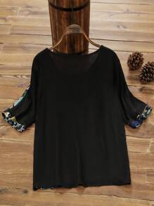 Lacomfia Women's Giraffe Print Loose Casual Round Neck Blouse - Multicolor - View 2
