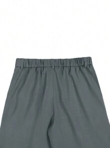 Claim Dot 简约纯色休闲裤，时尚日常穿搭 - 深灰色 - 查看 7