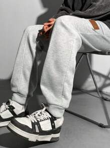 Tween Boys' Casual Gray Floral Print Ribbed Cuff Sweatpants - Grey - View 10