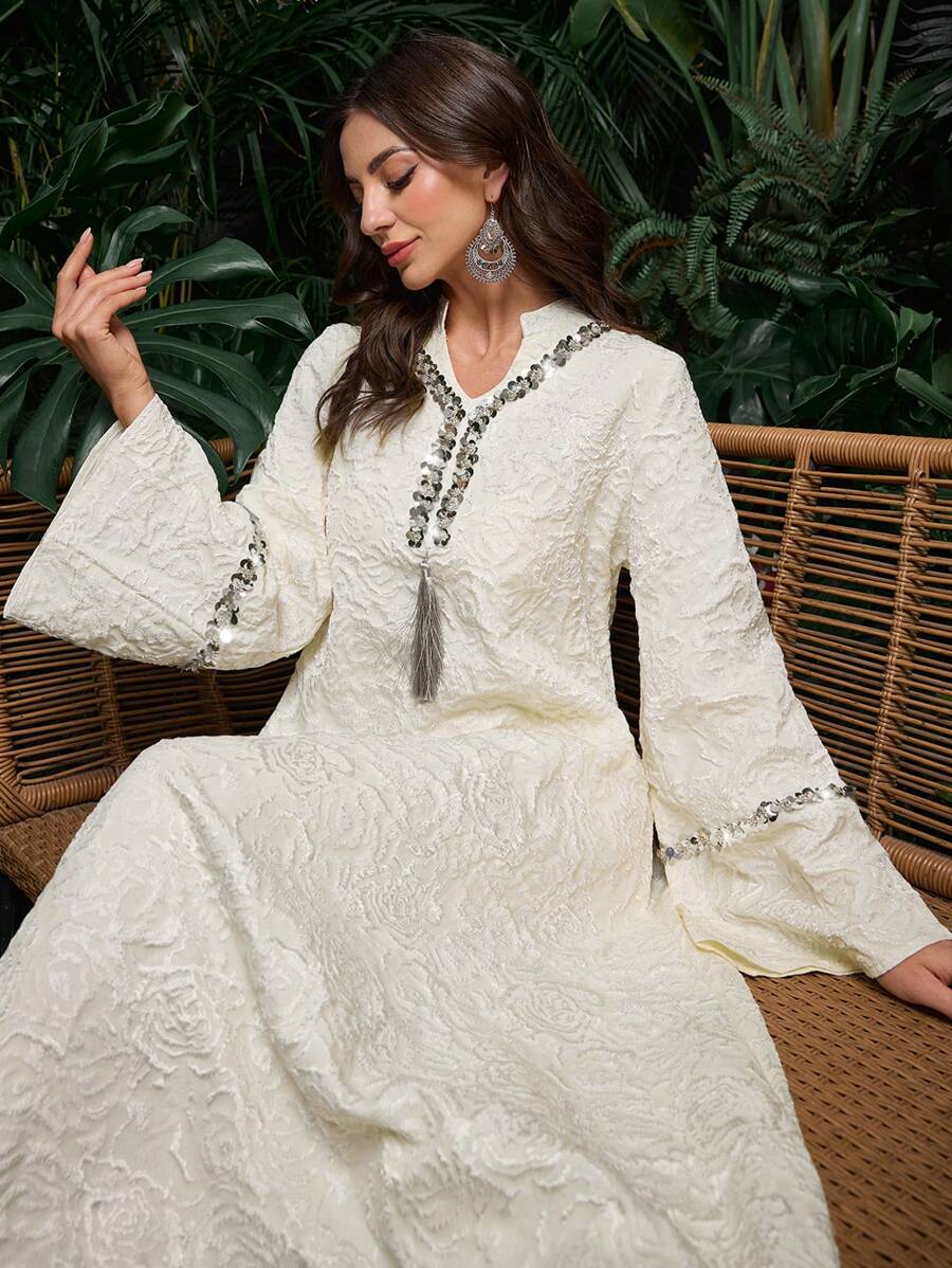 Al Najma 亮片丝带流苏提花连衣裙