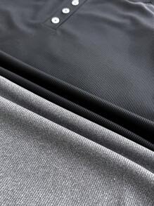 2 Peças Conjunto de Pijama Macaquinho Plus Size com Alças Caneladas