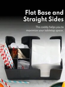 1pc Coffee Station Organizer, Capsule Coffee Storage Box, Lounge Bar Napkin And Straw Rack Dispenser, Suitable For Coffee Shop Or Milk Tea Shop, Coffee Accessories, Paper Cup Holder, Napkin Holder, Cuboid, Multi-Lattice, Party Cutlery Storage Box School Supplies - Black - View 5