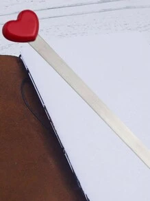 1 pieza Marcapáginas de acero inoxidable, marcapáginas con forma de corazón creativo rojo para lectura - Rosa Fucsia - Ver 2