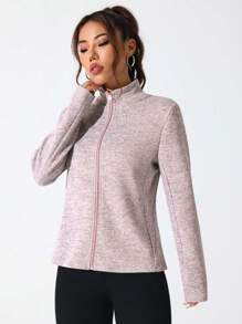 Gameset SHEIN Sport 女士前拉链长袖休闲舒适运动夹克