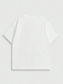 ROMWE MEN Street Life Men's Street Letter & Character Print Round Neck Short Sleeve Casual T-Shirt