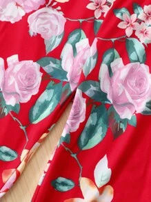 2pcs/Set Tween Girls' Off-Shoulder Batwing Top And Digital Printed Flare Pants, Summer - White - View 5