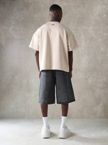 SUMWON Shorts vaqueros de longitud media estilo casual de festival, con diseño con destellos, estilo urbano suelto, desgastados, para skateboard en verano - Negro - Ver 4