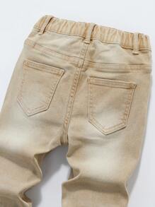 SHEIN Explorewe Young Boy Splattered Paint Pocket Casual Denim Jeans