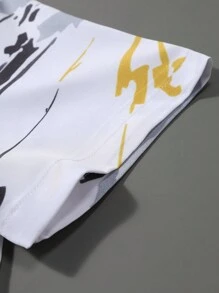 Manfinity RSRT Men Beach Outfits Tropical Print Shirt & Drawstring Waist Shorts Men Clothes Set Summer Sets For Men Summer Men Summer Clothes Set Short Sets For Men Men Outfit Sets - Yellow - View 4