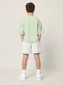 SUMWON 青少年夏季两件套运动套装，包括休闲T恤和短裤，适合男孩春季度假穿着。 - 彩色 - 查看 2