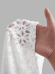 Top bianco con scollo a spalle scoperte in pizzo e laccio - Bianco - Visualizzare 10