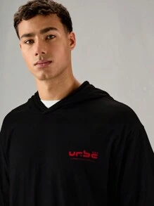 Manfinity VCAY Camiseta con capucha de manga corta de punto informal y holgada para hombre