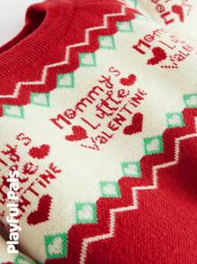 SHEIN 1 Stück süß/vintage/lustig/Cartoon Weihnachtsmann Muster Langarm dicker Pullover, geschlechtsneutral und geeignet für Kleine Jungen und Mädchen, Weihnachten, Frühling/Herbst/Winter