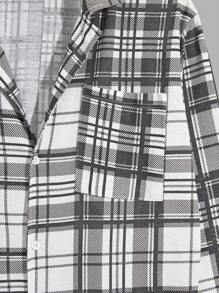 RueChic Men Cotton Plaid Printed With Button Regular Homewear Shirt Set - Black - View 4