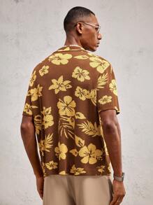 AKNOTIC Business Casual Men's Form-Fitting Revere Collar Open Front Short Sleeve Knitted Top, Suitable For Everyday Wear - Multicolor - View 7