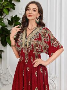 Lacomfia Casual & Elegant Vintage Floral Print Dress For Women