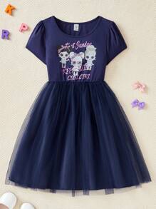 Tween Girls Casual Minimalist Everyday Dress - Navy Blue - View 1