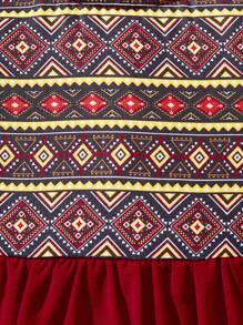 SHEIN Baby Girl Cute Geometric Pattern Long Sleeve Dress, Spring/Summer - Red - View 3