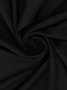 Vibekara 大码系带长袖 T 恤，纯色休闲简约设计，适合日常穿着 - 黑色 - 查看 5