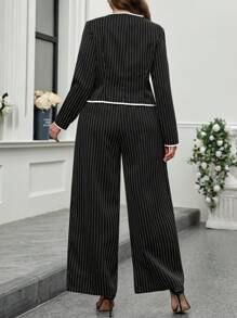 2 pièces/ensemble Top à manches longues et pantalon en couleur unie et coupe oversize, style simple - Multicolore - Voir 2