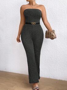 Celure Plus Size Fashion Office Wear Tube Top Jumpsuit