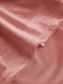 SHEIN Girlism Robe rose velours unicolore élégante avec volants, bretelles plissées en maille pour adolescente. Tenue idéale pour la Saint-Valentin, la remise des diplômes ou les soirées de gala - Rose bonbon - Voir 3