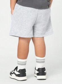 SUMWON Kids Athletic Jogger Shorts Casual Summer Sports Running Jersey Knit Sweatshorts With Skull Patch Logo Comfortable Play Activewear - Grey - View 5