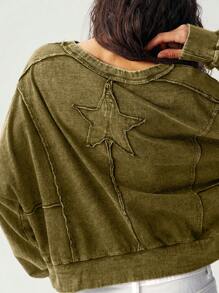 Bohemela 休闲纯色针织圆领长袖宽松女士 T 恤