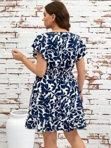 Reflora Đầm ngắn thường ngày cổ tròn tay ngắn màu xanh cỡ lớn cho nữ, trang phục nghỉ dưỡng cho nữ, trang phục mùa hè cho nữ, trang phục công sở thường ngày cho nữ, trang phục đi chơi, trang phục công sở cho nữ, trang phục mùa xuân cho nữ, trang phục ngày lễ, váy thanh lịch, váy xanh cho nữ, váy thường ngày, váy thường ngày - Xanh và trắng - Xem 7