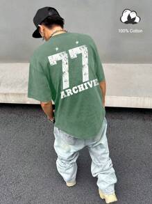 Manfinity EMRG Camiseta de manga corta casual y sencilla para uso diario de hombres - Verde - Ver 5