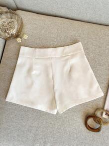 Airaco Women's Solid Color Casual Shorts, Simple And Fashionable For Daily Wear - White - View 2