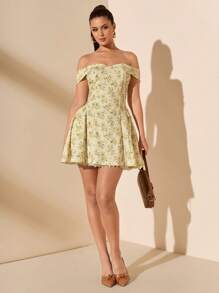 SHEIN BAE Vestido con estampado floral minúsculo, tirantes de espagueti, con dobladillo de encaje y plisado en el busto en unicolor - Atuendos de verano para mujer, ropa de primavera, outfit para el Día de San Valentín, Carnaval, vacaciones de playa