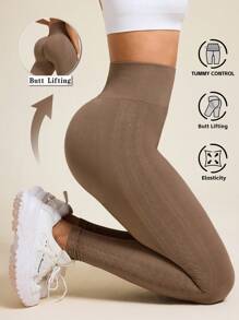 SHEIN Sport Studio Naadloze, zeer rekbare sport-/yoga-/fitnesslegging