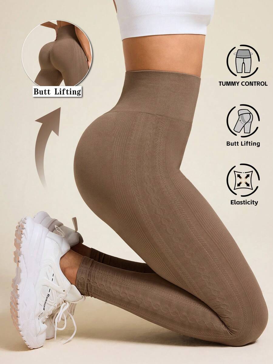 SHEIN Sport Studio Naadloze, zeer rekbare sport-/yoga-/fitnesslegging