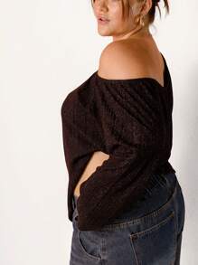 Aralina Curve Asymmetrical Hem Ribbed Long Sleeve Knit Top