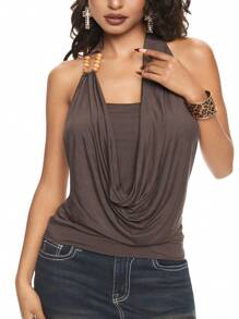 ROMWE Grunge Punk Plus Size Women Retro Subculture Beaded Spaghetti Strap Tank Top